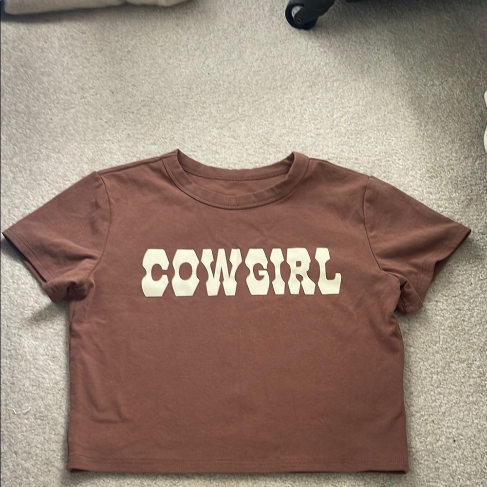 Cowgirl Brown Cropped Tee